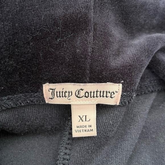 Juicy Couture Y2K Velvet Hoodie Track Jacket Bling Zipper Pull Tab Navy Blue, XL - Picture 3 of 11